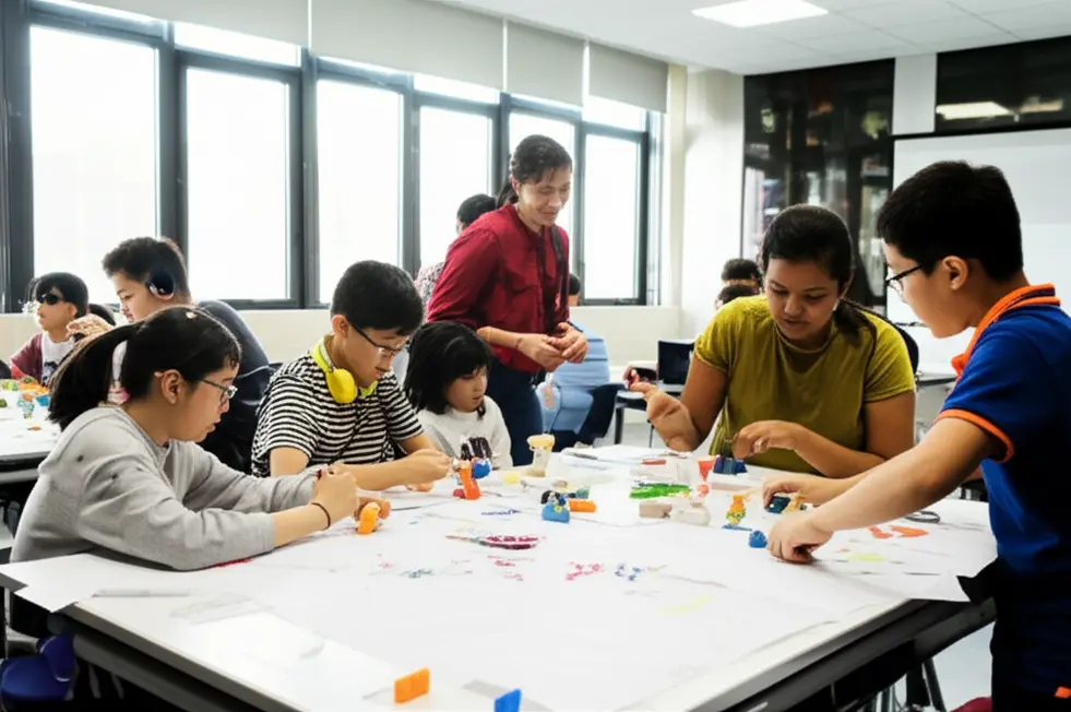 A classroom where students engage in personalized learning, illustrating modern educational concepts.